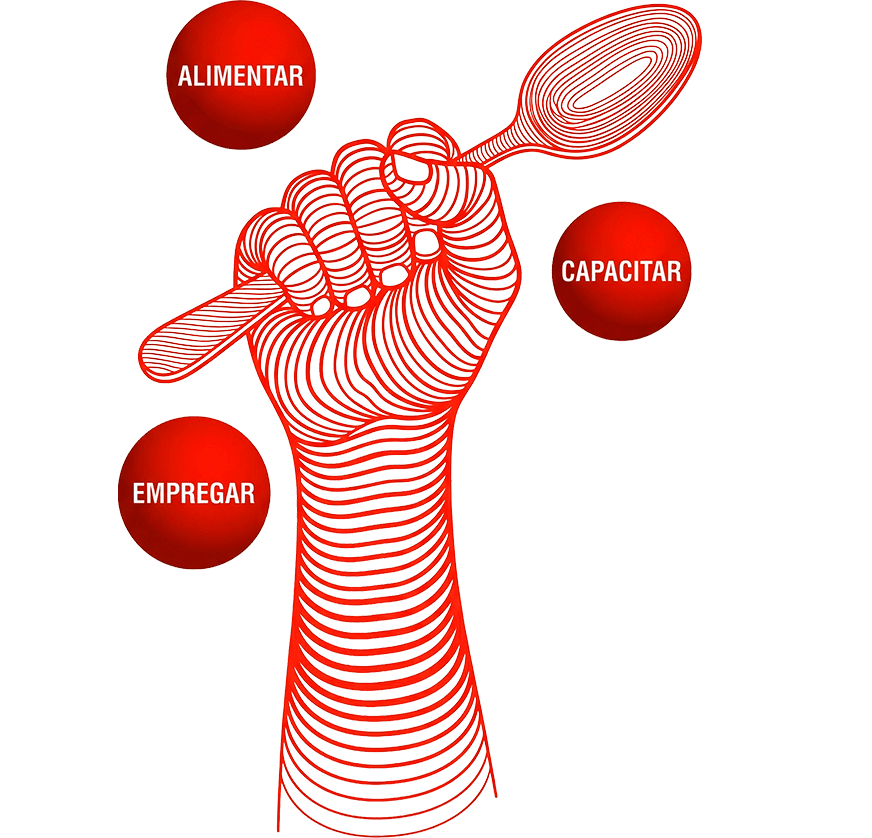 Ilustração de uma mão segurando uma colher