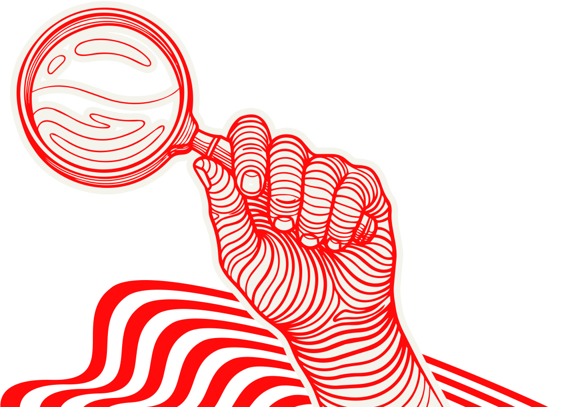 Ilustração de transparência — lupa e mão